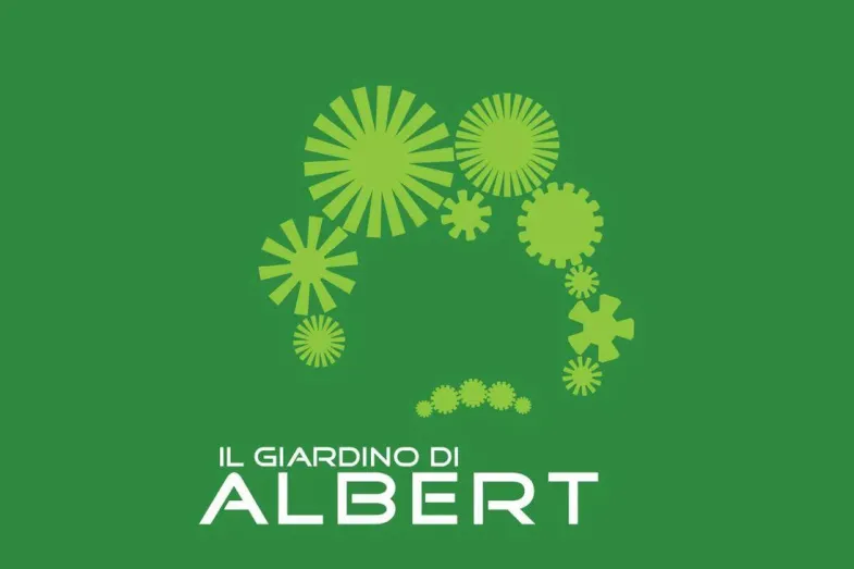 Titre de l'émission Giardino di Albert en blanc sur fond vert